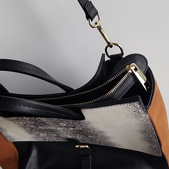 COSMOPARIS Meya Top Handle Multi Colour Leather Flap Tote Bag - Picture 7 of 14